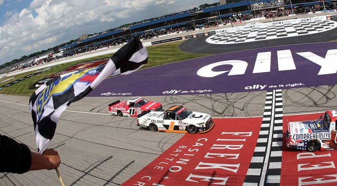 Featured Image for Heim holds off Honeycutt to win Truck race at Michigan